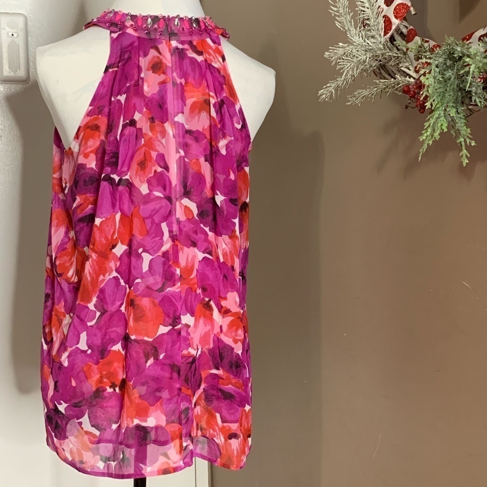 AA FLORAL TUNIC WITH BEADED COLLAR SIZE SMALL - Picture 7 of 8